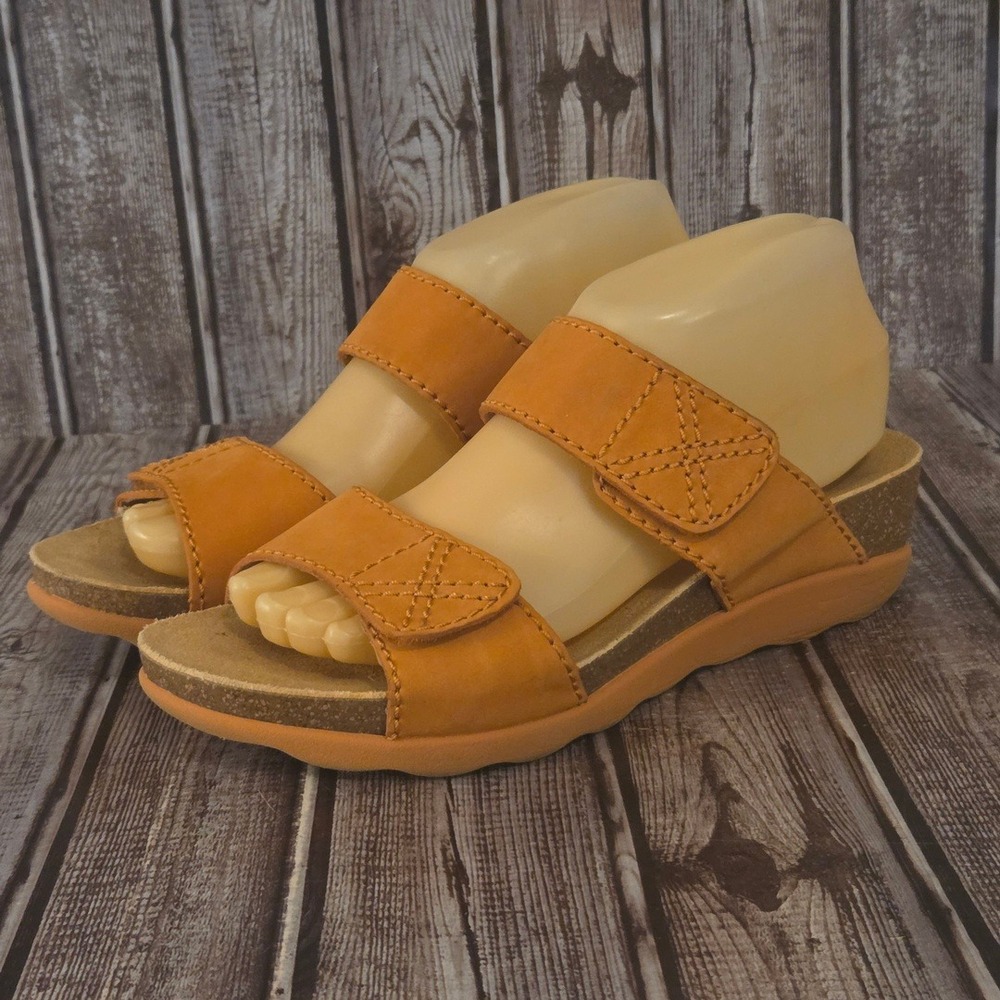 Sz 39/ 8.5-9 Dansko Maddy Orange Nubuck Leather Wedge Slides Sandals VGUC